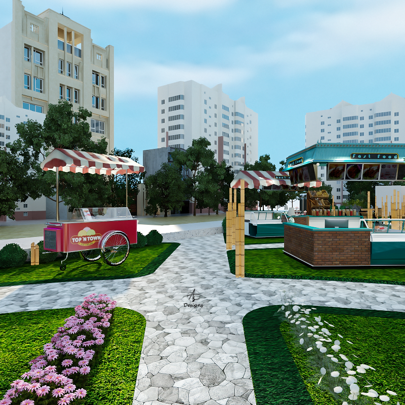 AutoCAD 3ds max garden park design landscaping Landscape exterior visualization vray Pubic parks