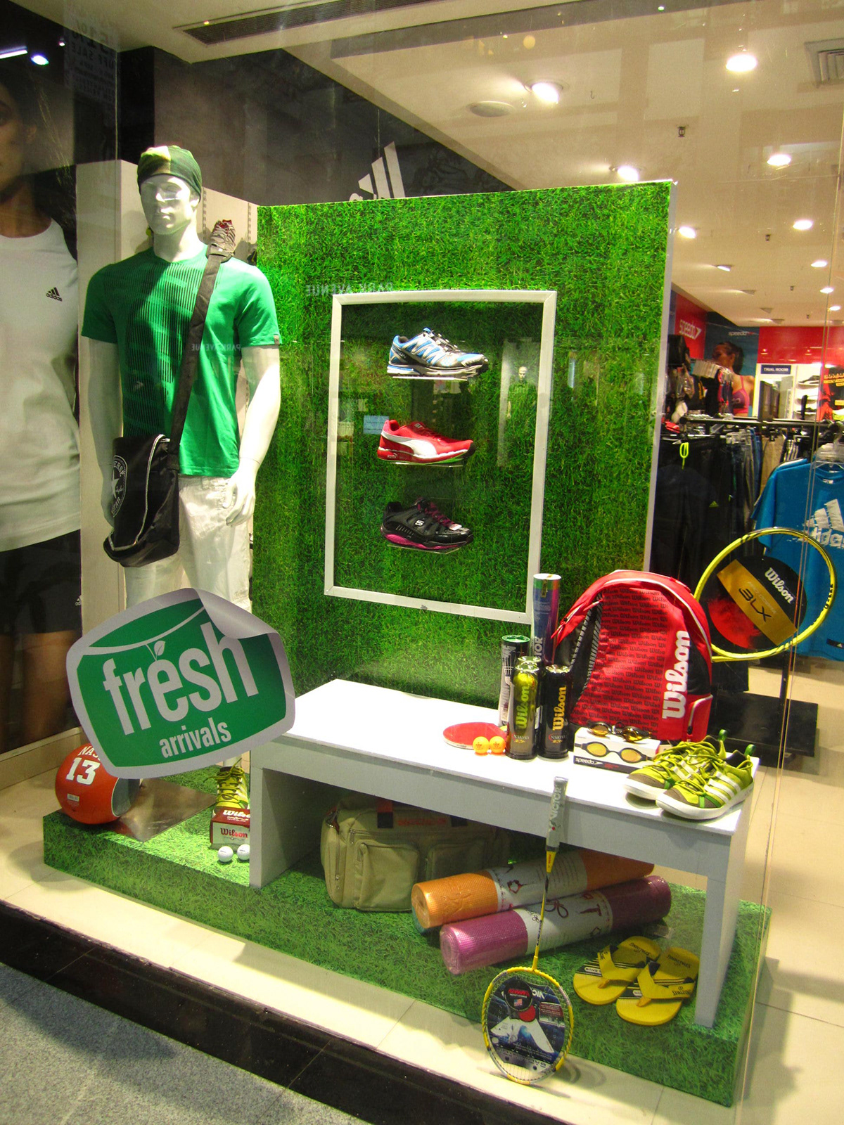 sports store Visual Merchandising Display Retail Window displays Anuraag planet sports gurgaon