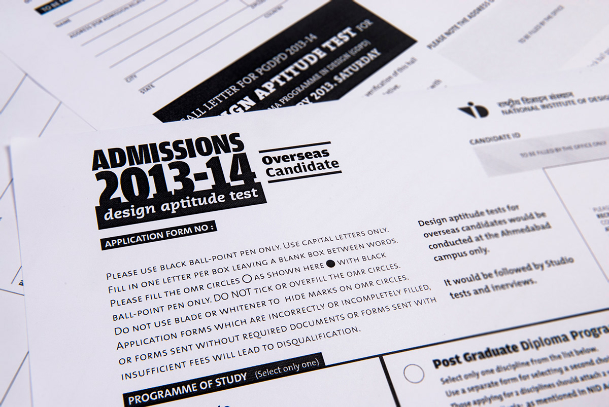NID India admission Forms Form form design
