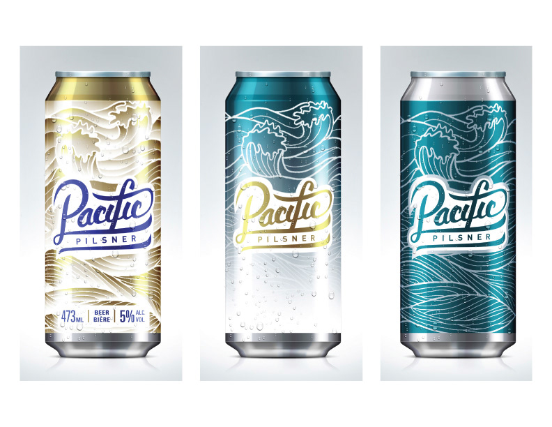 Label design beer pacific pilsner Canadian black simple White