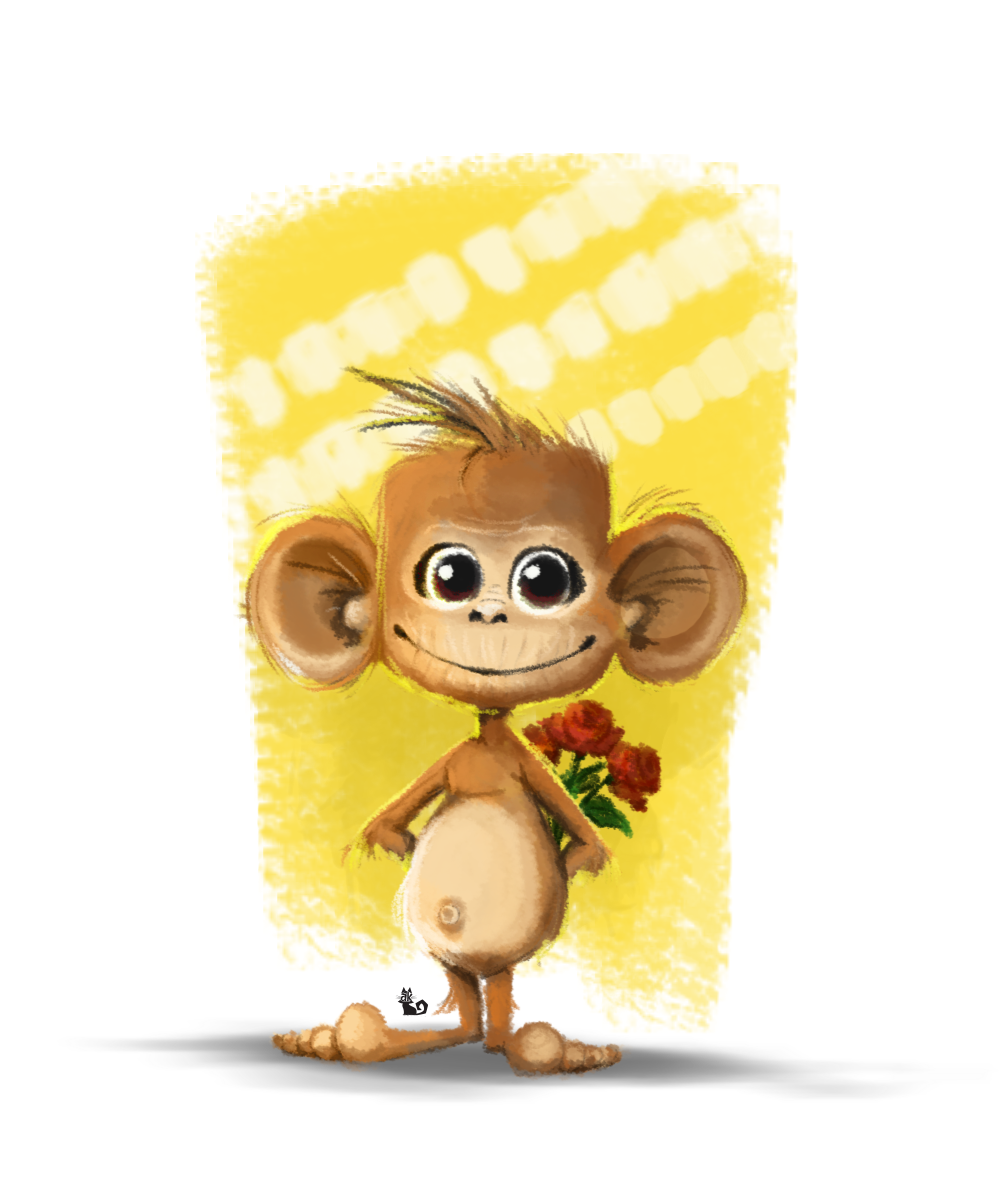 monkey cute cute card monkey card Flowers wishes greetingss