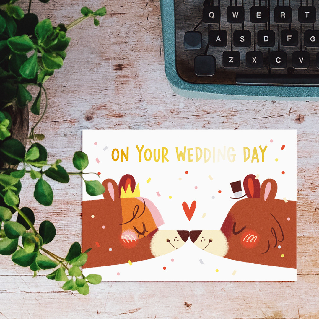 greeting card Stationery cute wedding LGBT bears engagement celebration