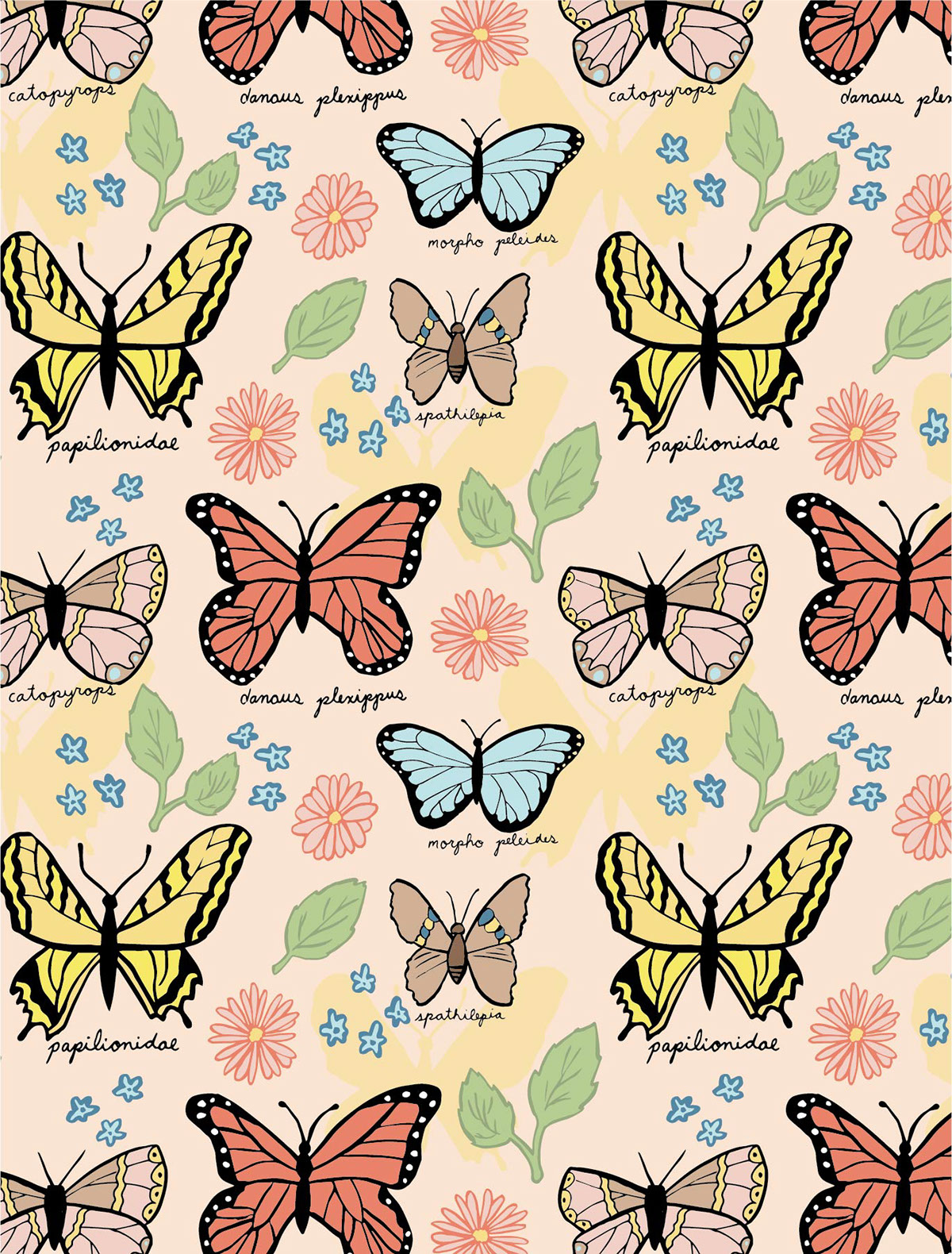 butterflies textile design  pattern design  surface design