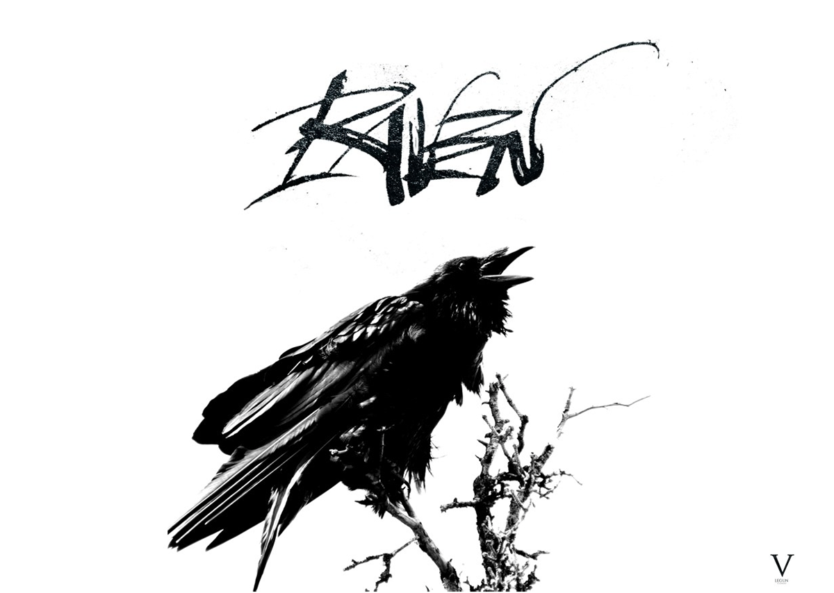 allan poe edgar poe raven Phoem parallel pen Yin Yang lettering typo type typo ink bird Russia soul dark calligraffity