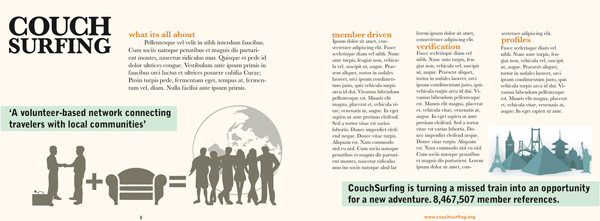 pubdesign publication spread magazine Couchsurfing