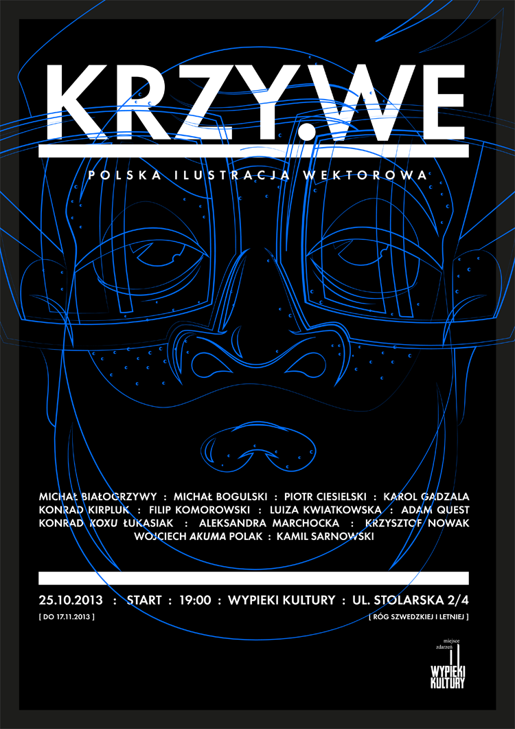 krzywe polish vector Exhibition  community polska poster self portrait artists krzy.we bezier