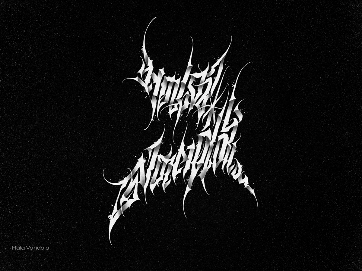 Calligraphy   dark digital gothic lettering metal logo prints Procreate typography   арт