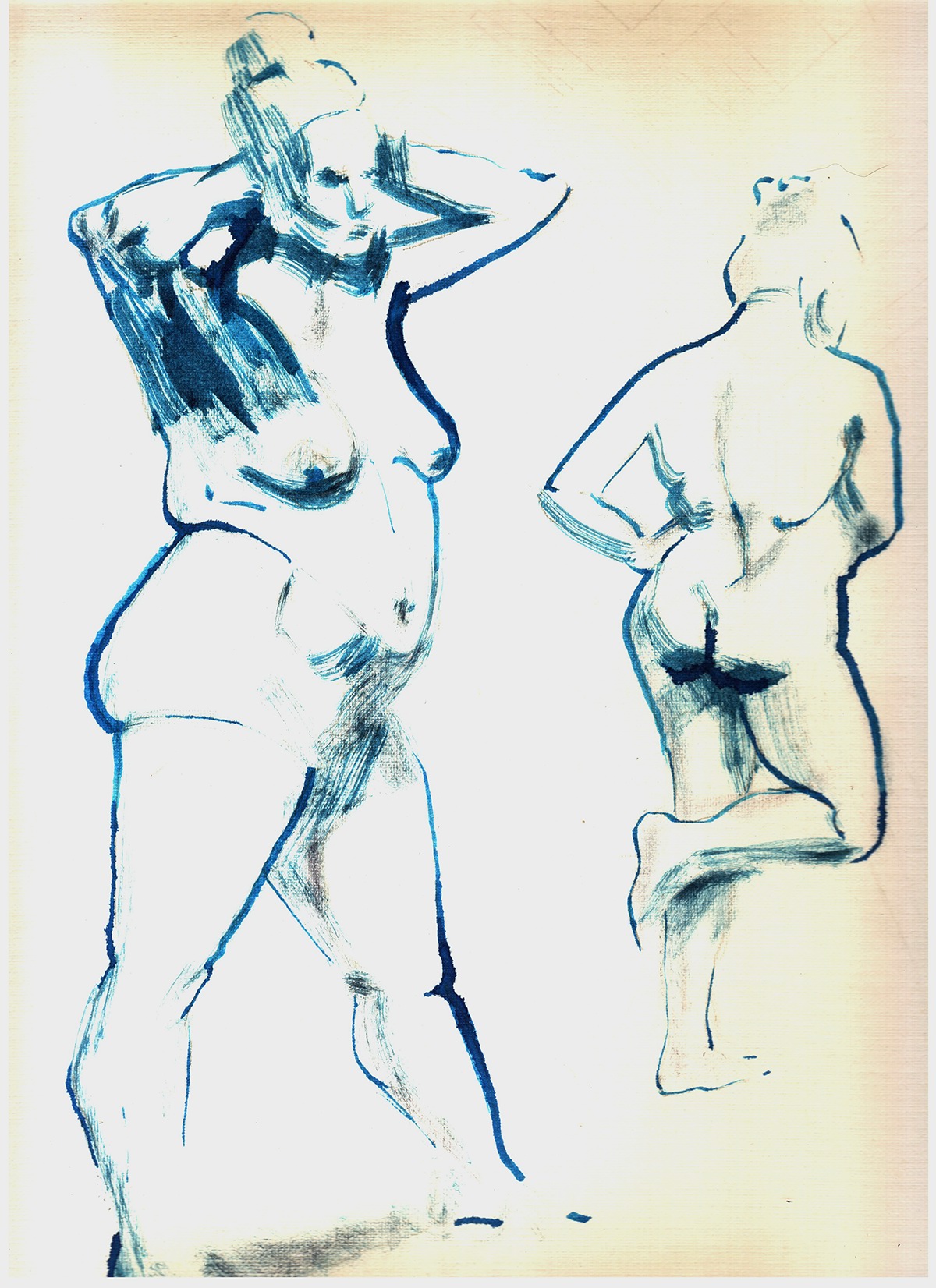 sketches of people watercolor Quil ilustration nue nued