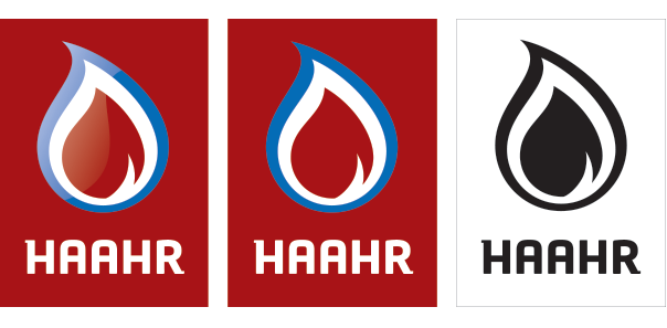 Haahr Gasoline red identity logo blue