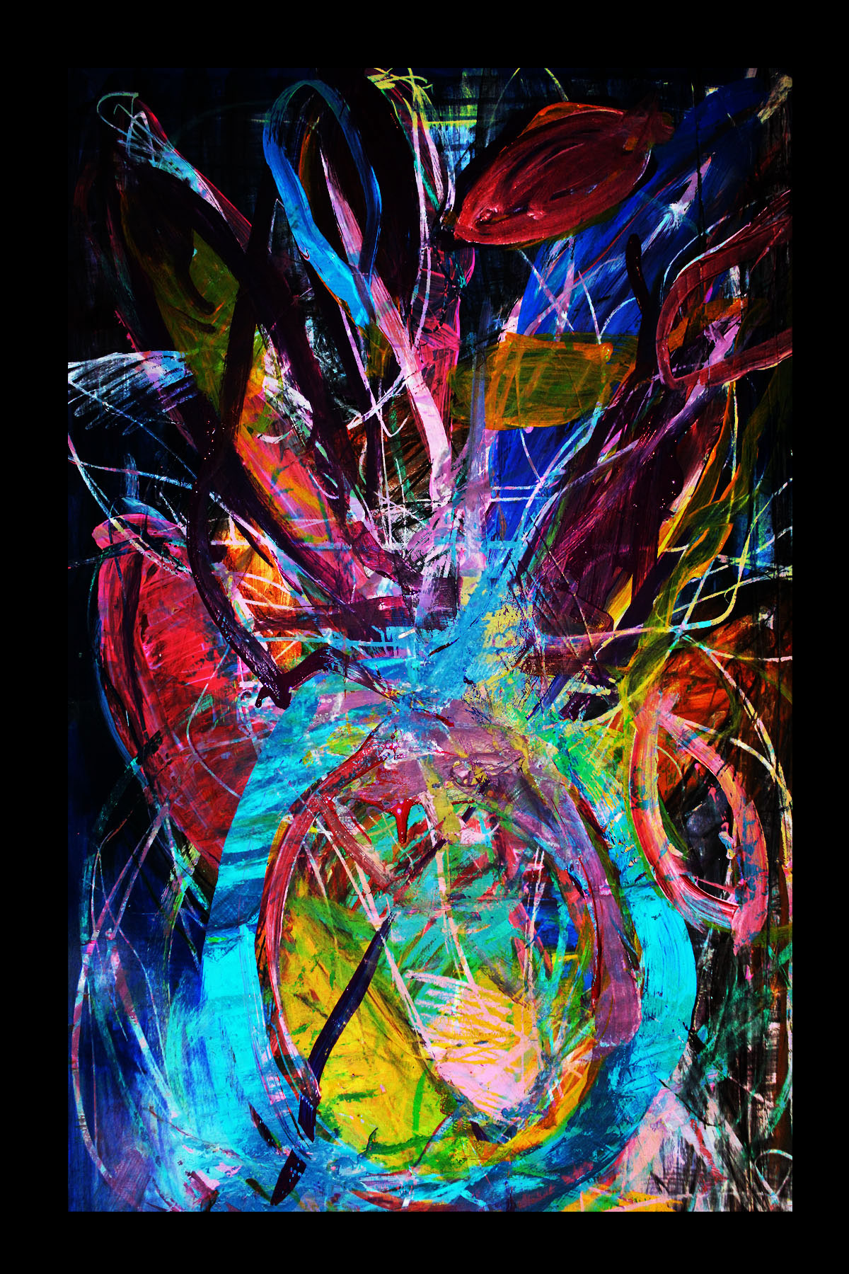 acrylic oil pastel conte cayon abstract line color Dan Vainavicz