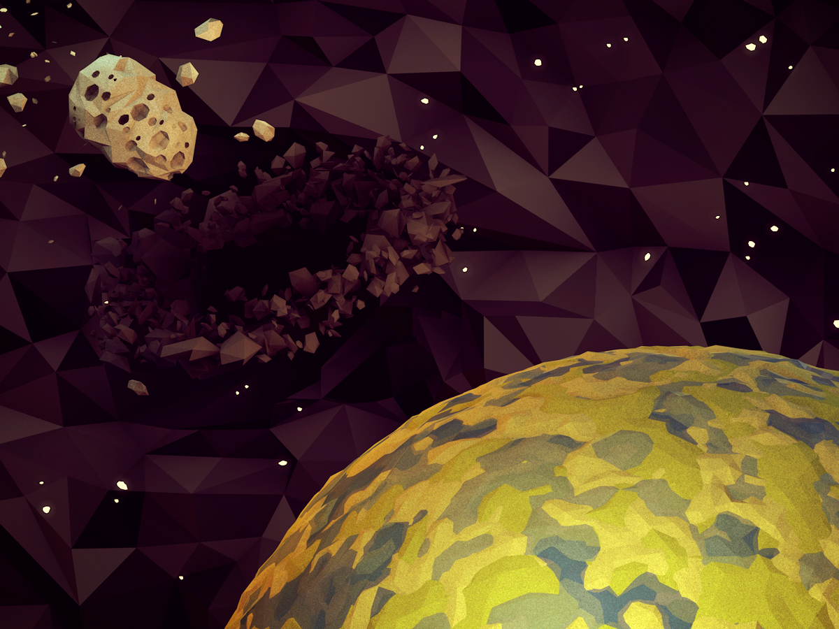Space  asteroid debris galaxy planet earth lowpoly Low Poly 3D Render c4d Polygons geometric editorial