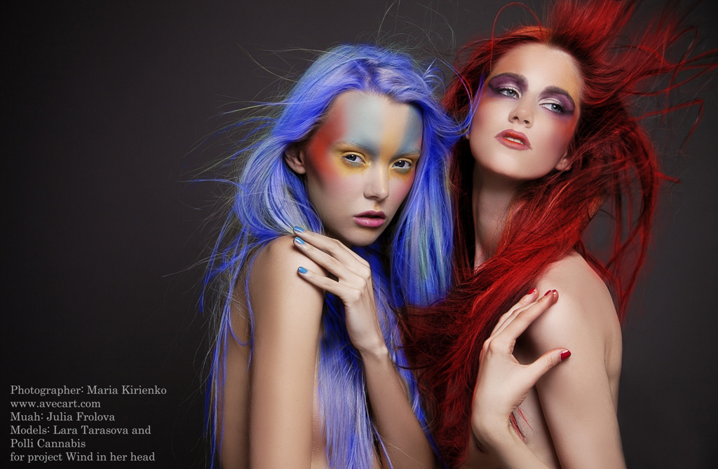 beauty  fashion  creative face  colors wind head hair