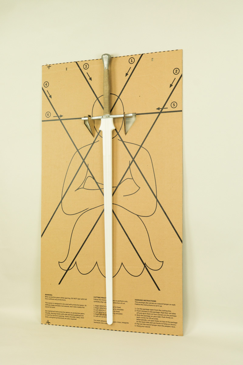 package package design  Sword federschwert longsword training sword hanger cardboard reusable eco-friendly