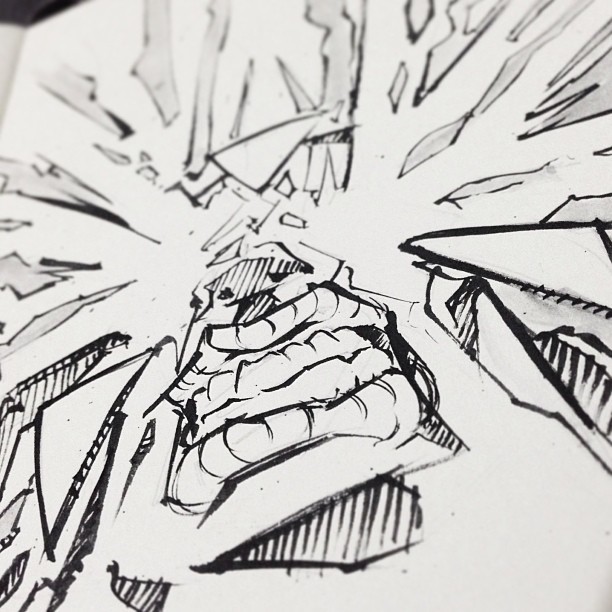 sketches sketching doodle doodles moleskine superman raptor venom Hulk ink sketch daftpunk kaiju Dragonball Vegeta