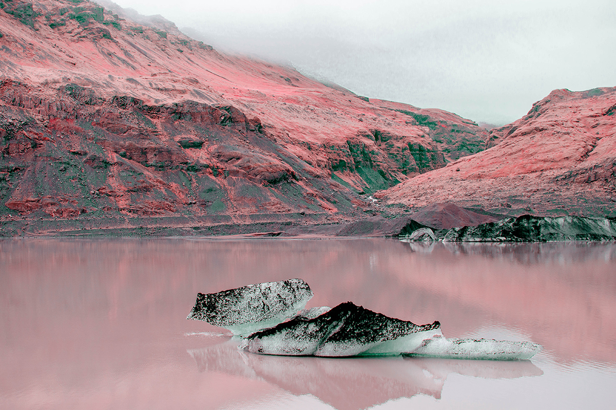 Nature mountains waterfall pastel colors pink Fine Arts  iceland glacier Landscape minimal