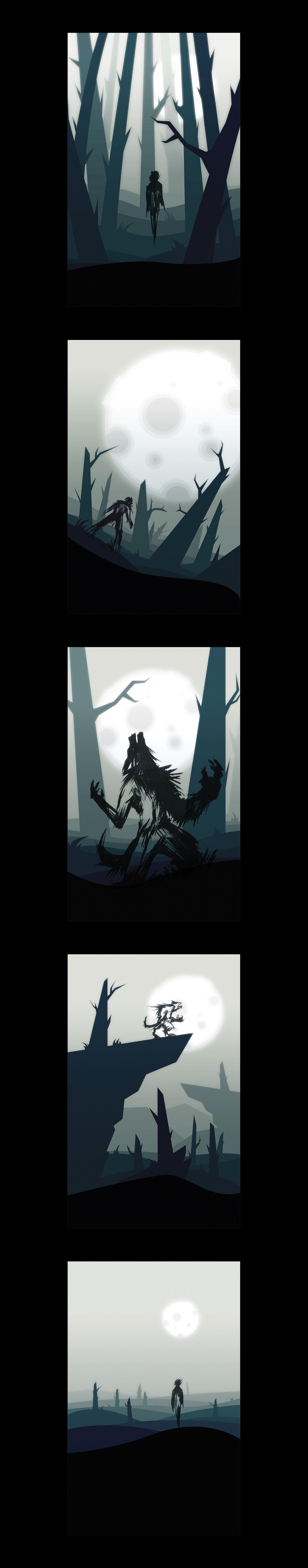 Mix media lycan Werewolf loup garou forest alone night lycanthrope Mélancolique Melancholic book forêt livre full moon