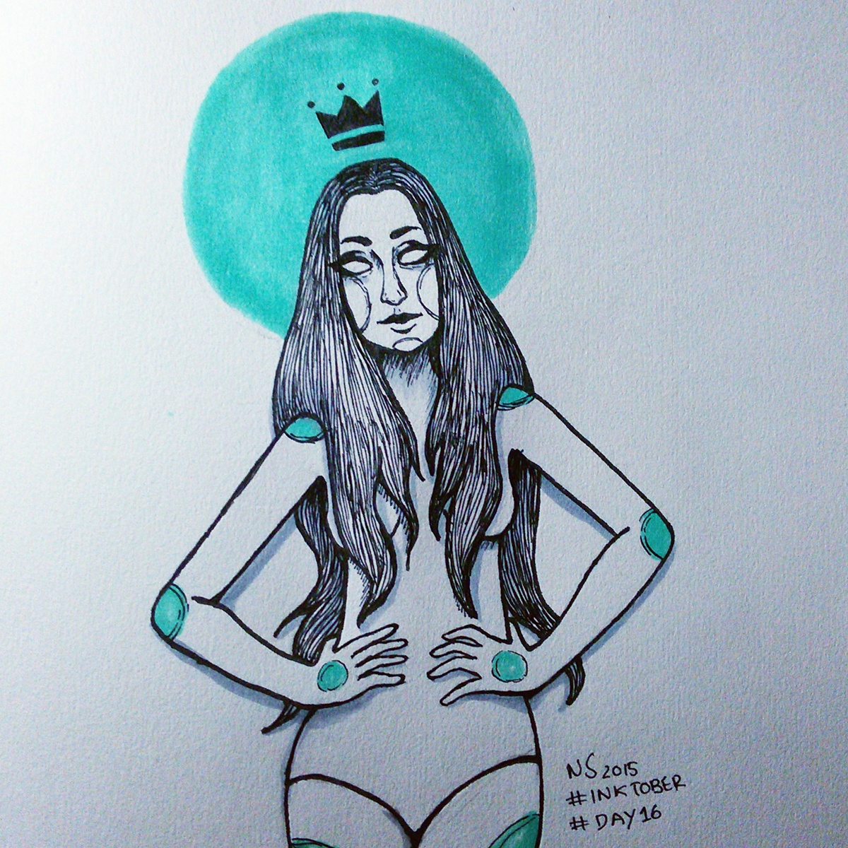 inktober 2015 inktober ink characterdesign dailysketch sketchbook paper dark girl Tradicional natsantos portrait