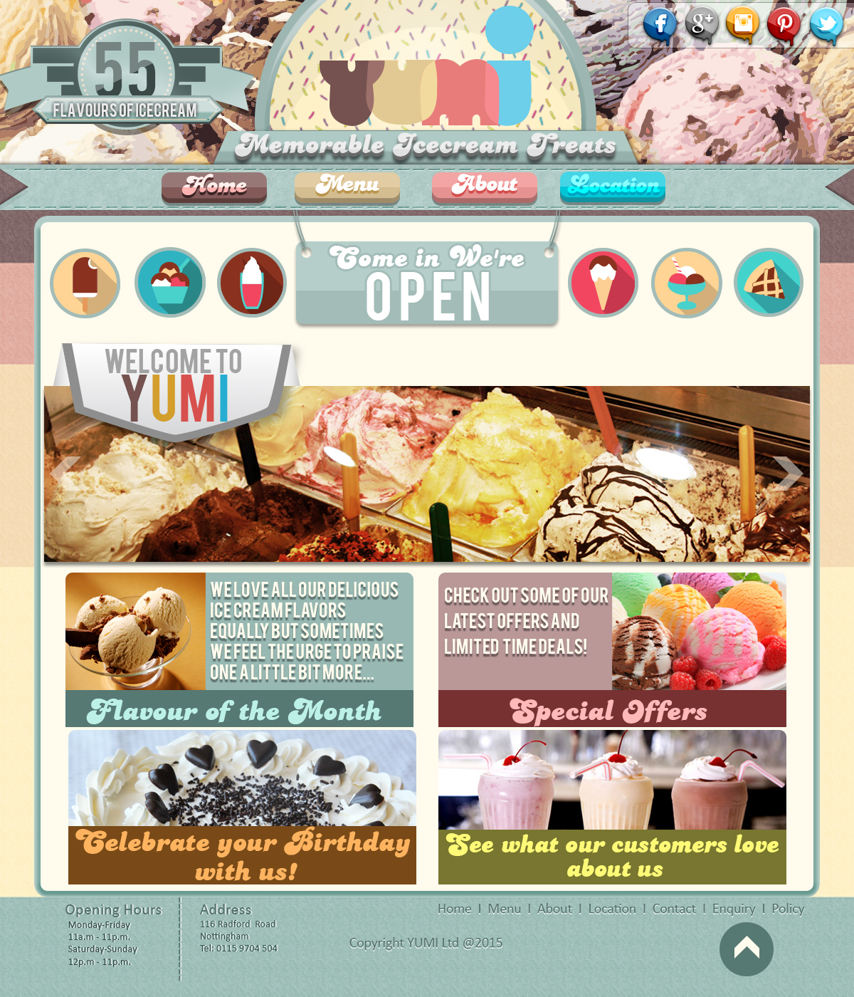 sweet ice cream restaurant parlour Website yum yumi milkshakes smoothie Hot cold Food  colorful Ps25Under25