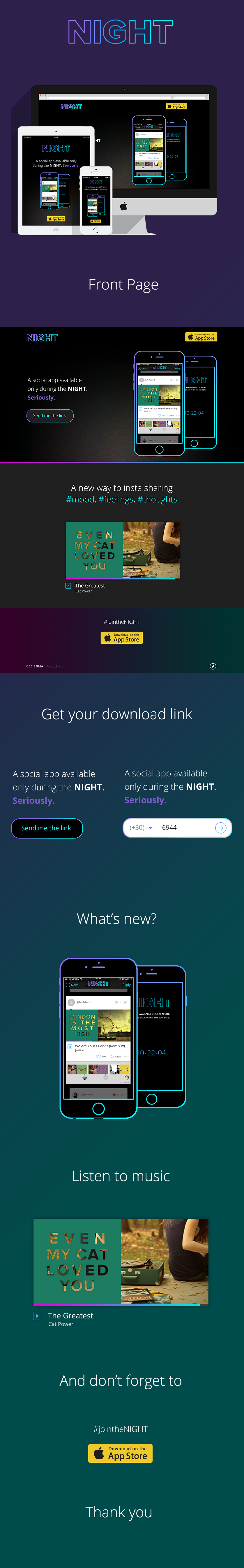 Night App frontpage Website dark iphone ios mobile design Responsive Design responsive layout Responsive