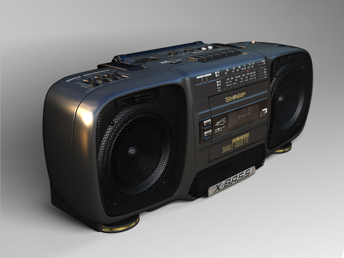 3ds max modeling 3D rendering Render Recorder tape cassette model thing Stuff vintage object sound player