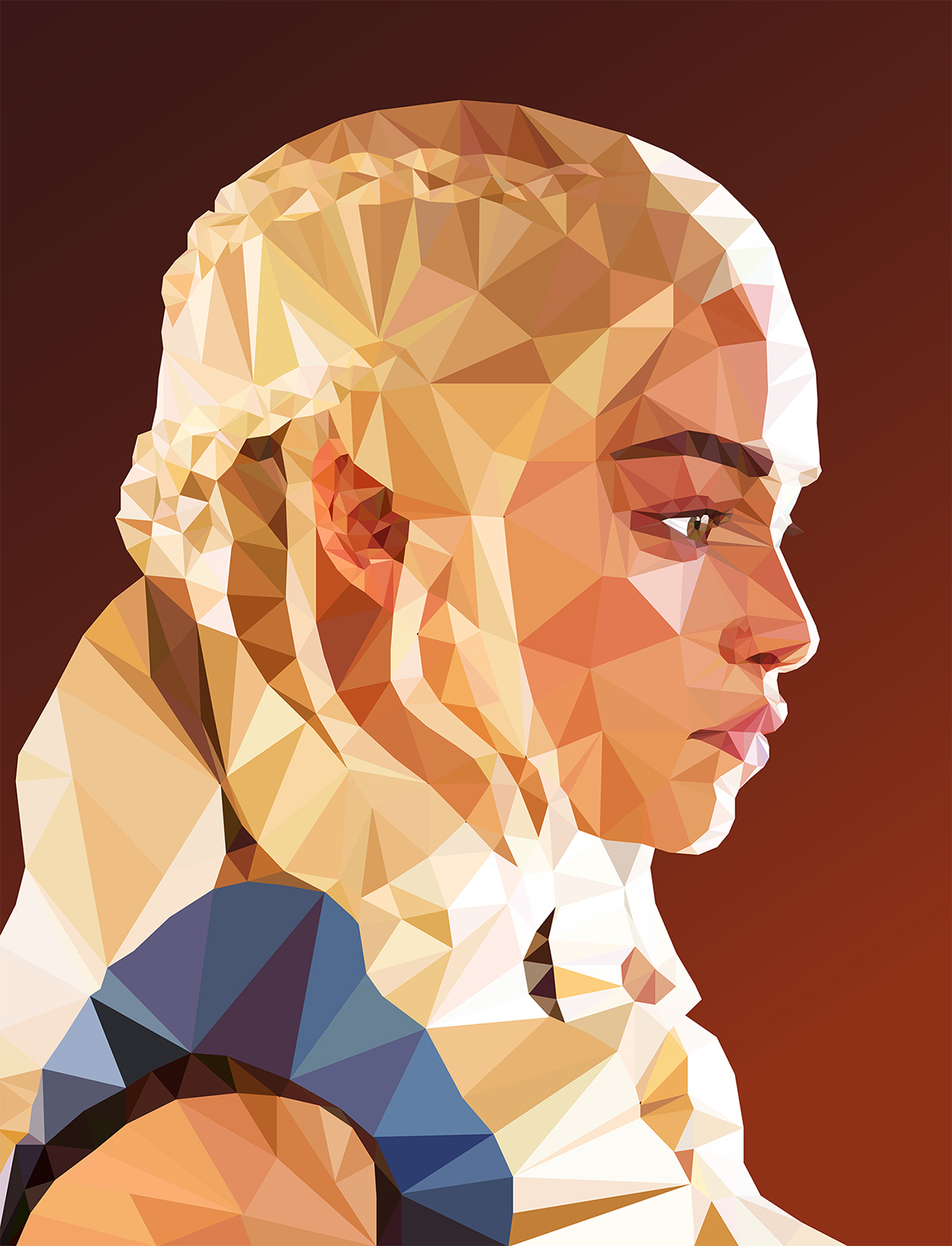 Game of Thrones got daenerys Low Poly polygon mesh portrait