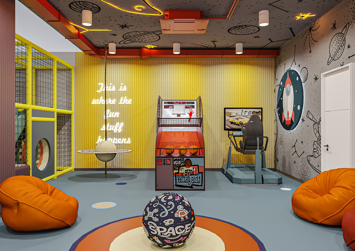interior design project for a resort and spa named Dilitown, kids zone 