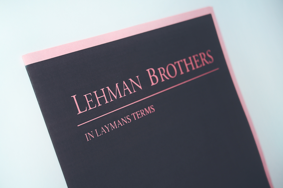 Lehman Brothers stats finance money newspaper Stock exchange salmon pink Graphs annual report dictionary layman terms girls Wall street rise Fall