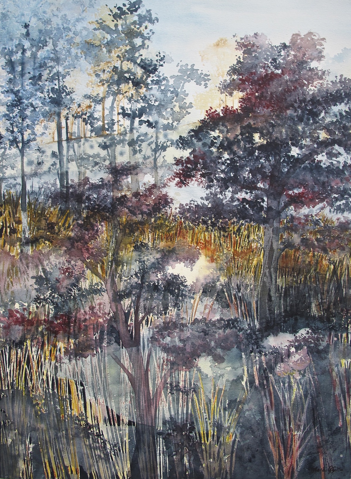 watercolour watercolor Landscape trees