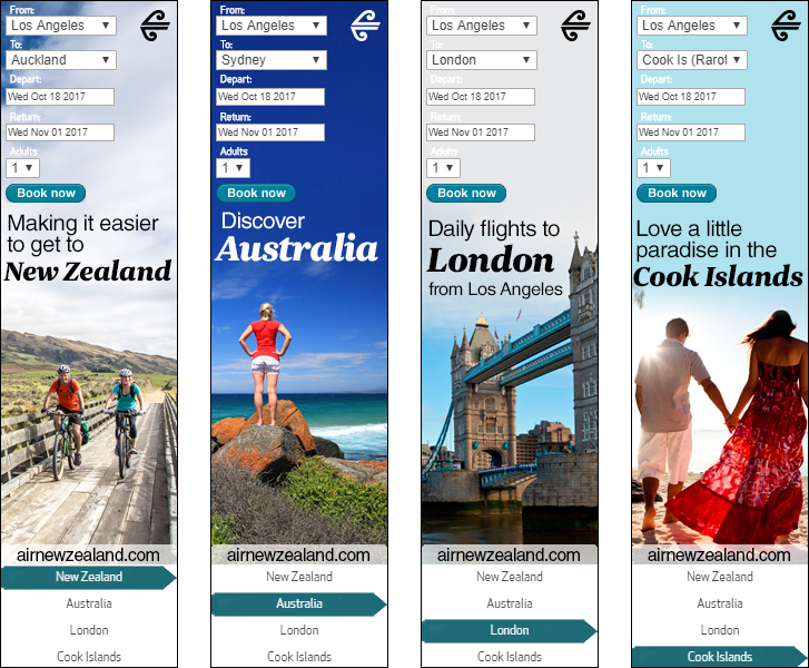Display Advertising  html5 Dynamic rich media tourism banners