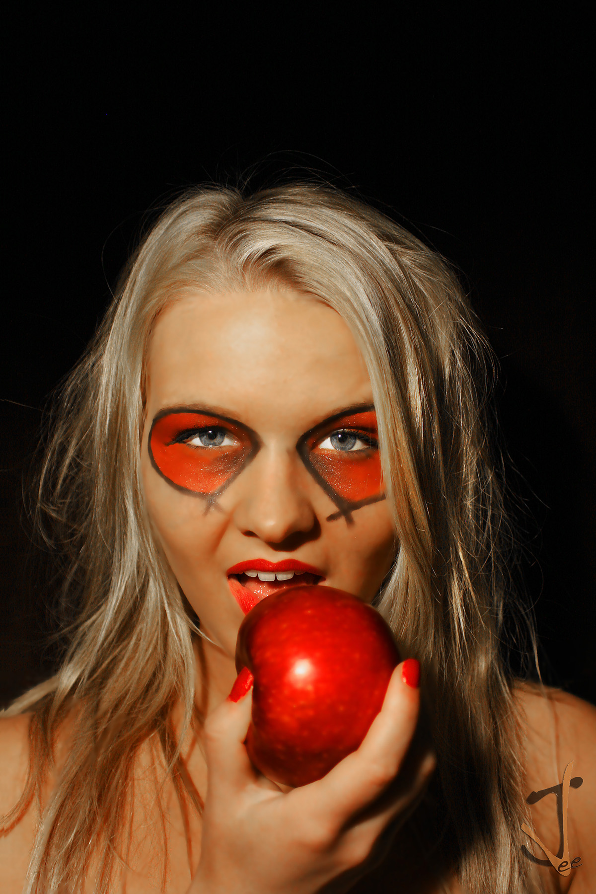 Fun Fruit portrait color emotion makeup nude sexy cute Anger sad blue yellow green red