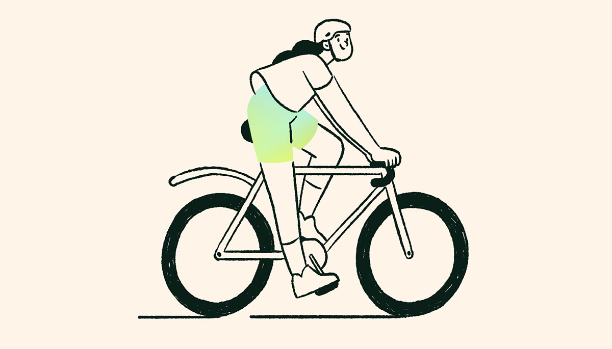 Eco-designed illustration of a woman cyclist