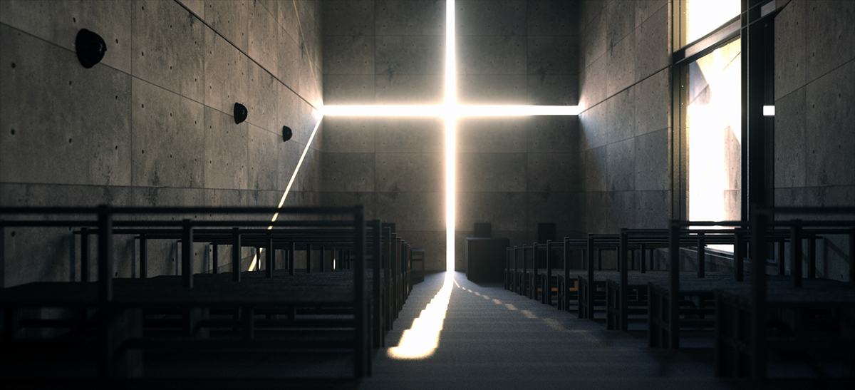 Tadao Ando church light chiesa della luce ibaraki rendering fryrender