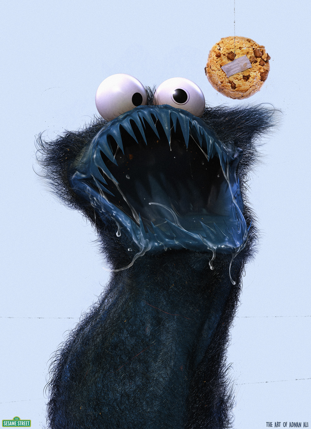 Zbrush photoshop portrait character designs sesame street cookie monster Oscar the Grouch