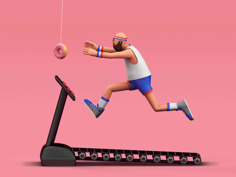 3D CG gif Character design motion gym cinema4d 3D Character