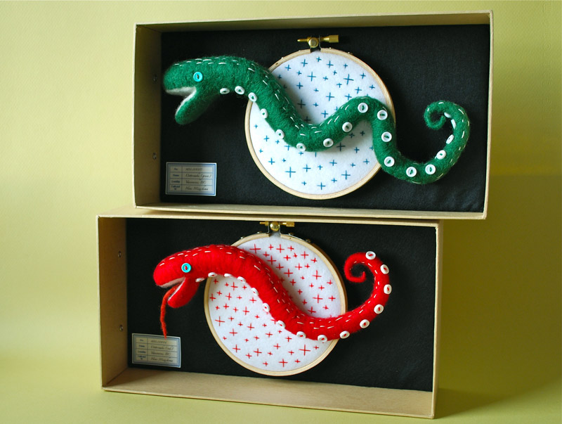 art felt needlefelting craft handmade bat banana slug octopus snake ectoplasm ant forest Show Exhibition  japan
