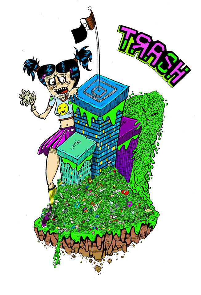 trash garbage green monster girl filthy comic color