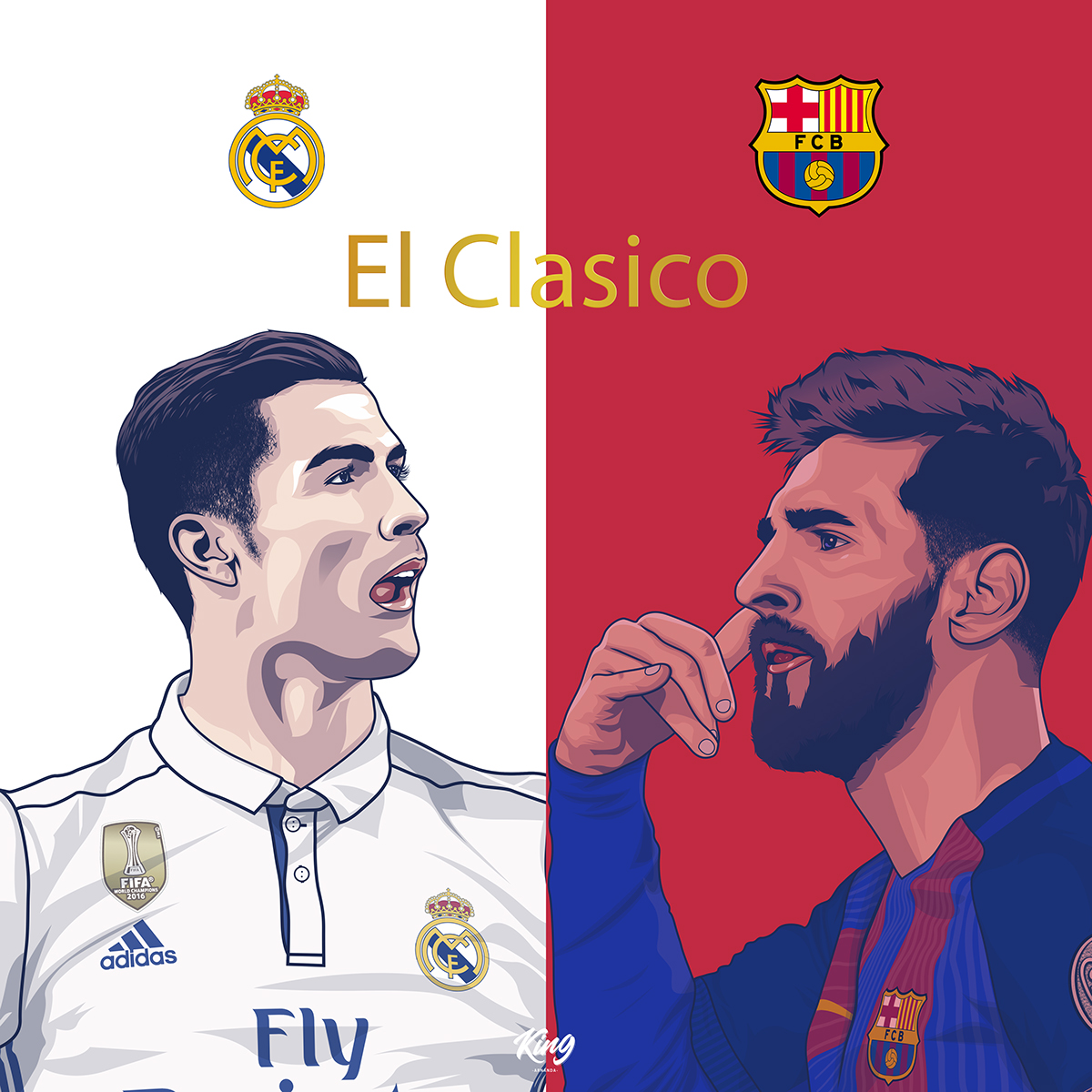 football ILLUSTRATION  fanart barcelona realmadrid Ronaldo messi poster