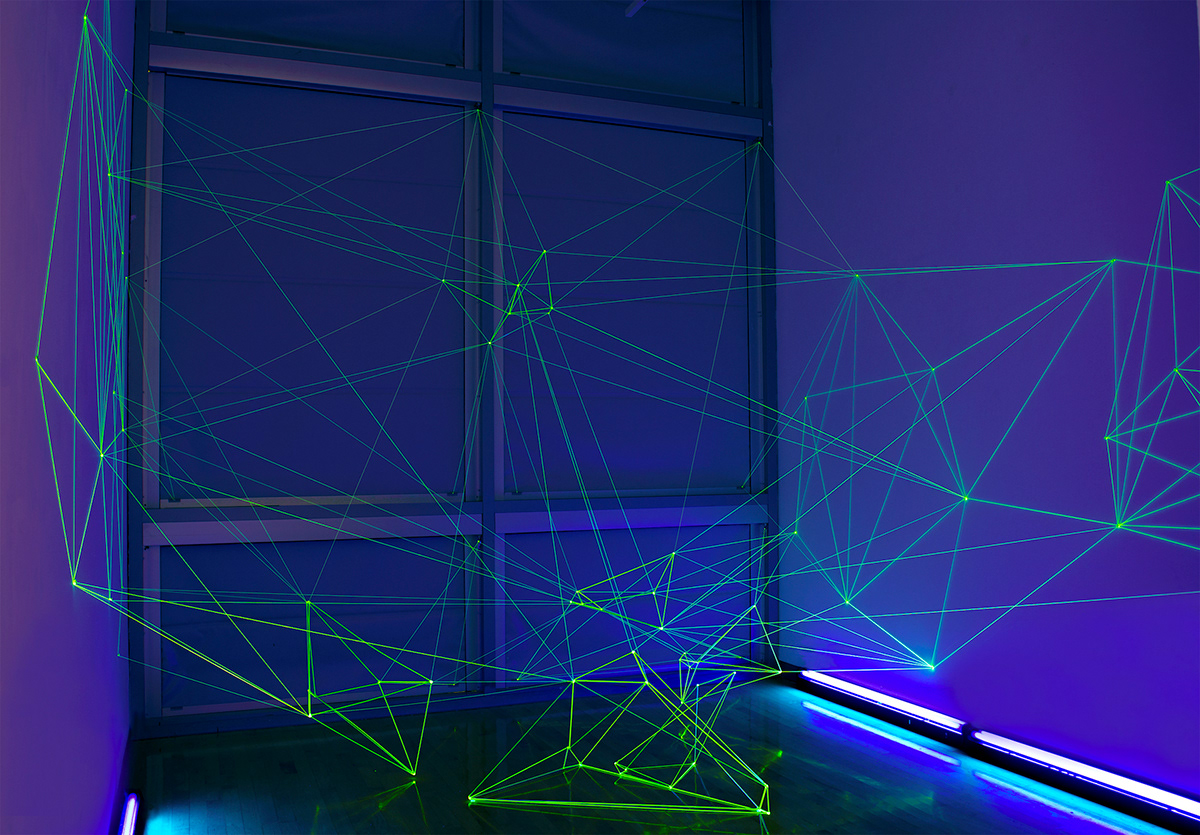 glass fluorescent UV light Space  installation immersive sculpture Experiential perception
