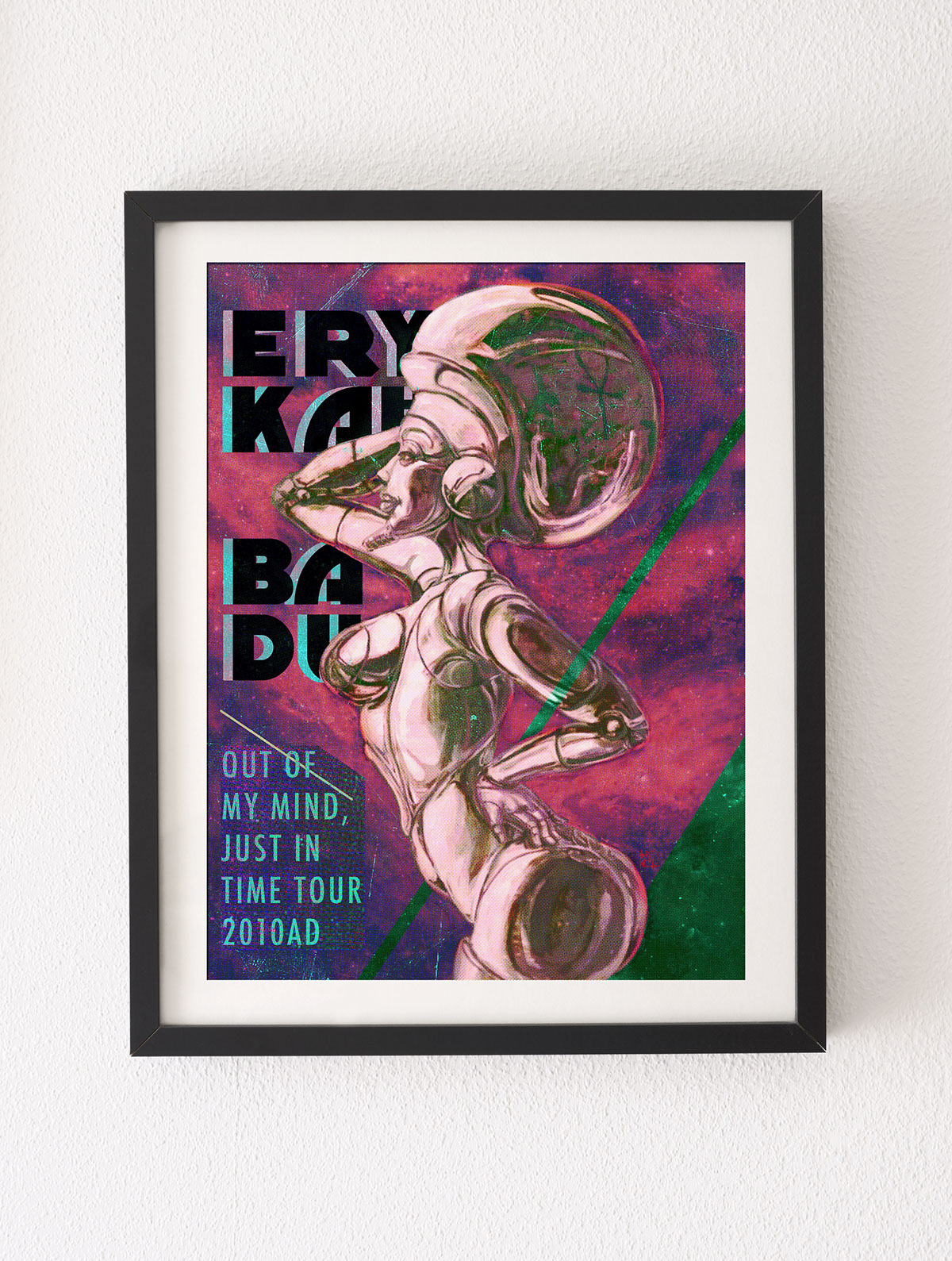 erykah badu concert tour poster merchandise venue R&B soul jazz robot Space  chrome galaxy stars