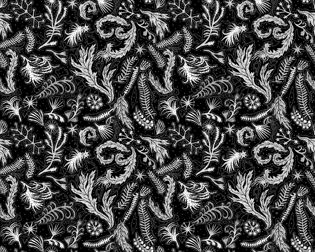 Festive Pattern textile design  holiday pattern Paulina varregn floral pattern snow pattern frost pattern
