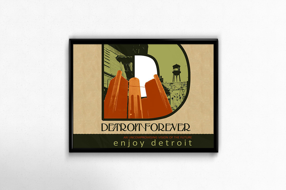 detroit Michigan poster print Propaganda Pop Art color type digital