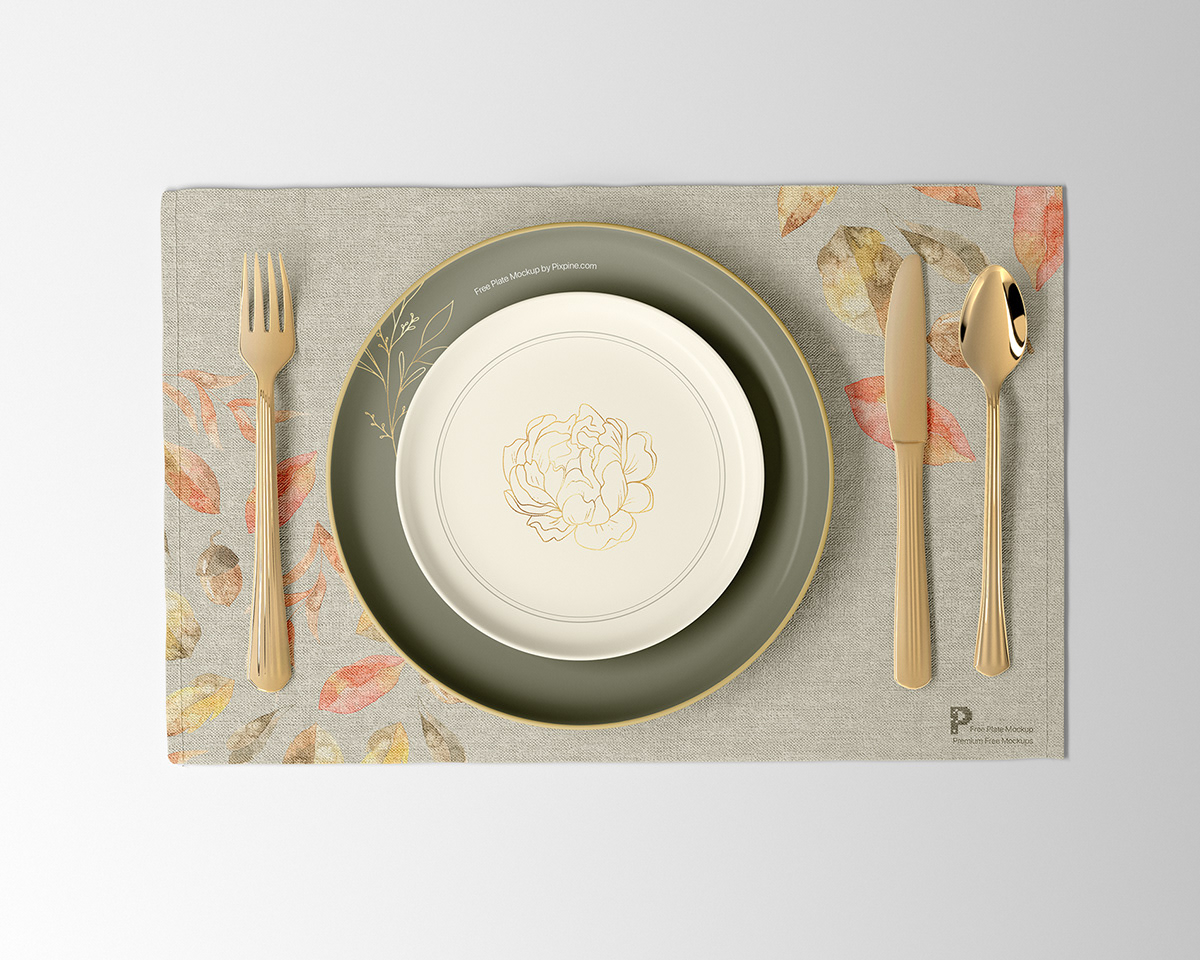design dinnerware dishes free freebie Mockup plate round tableware template