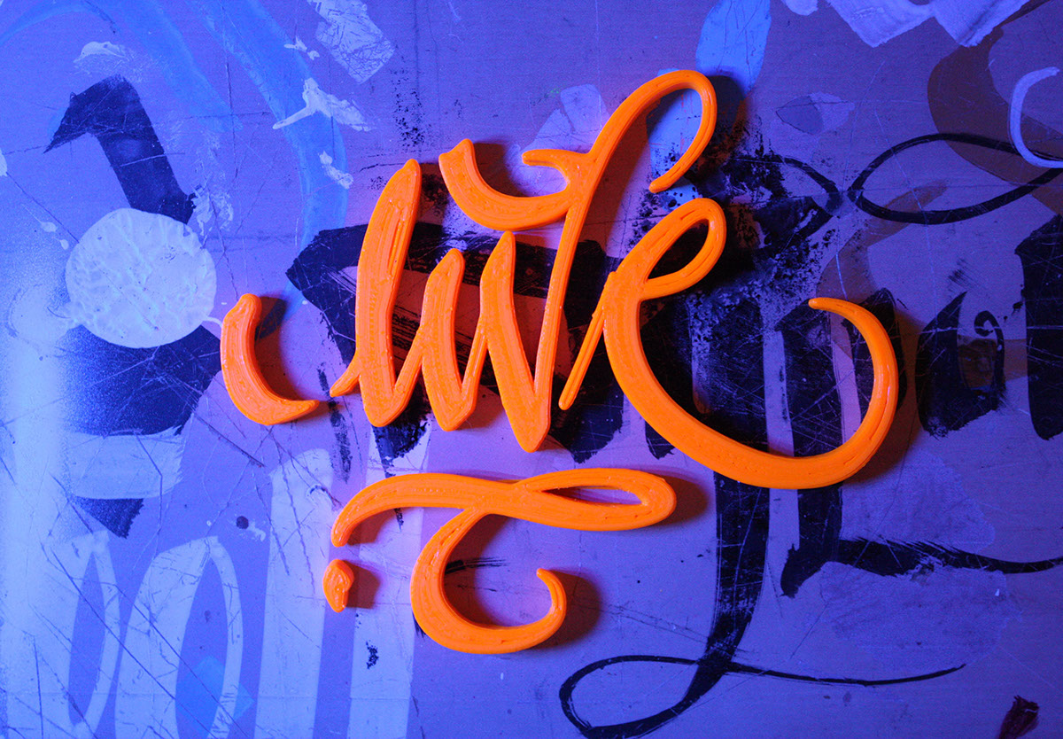 irinel papuc Typomonger 3d printing orange live 3D typo HAND LETTERING logo