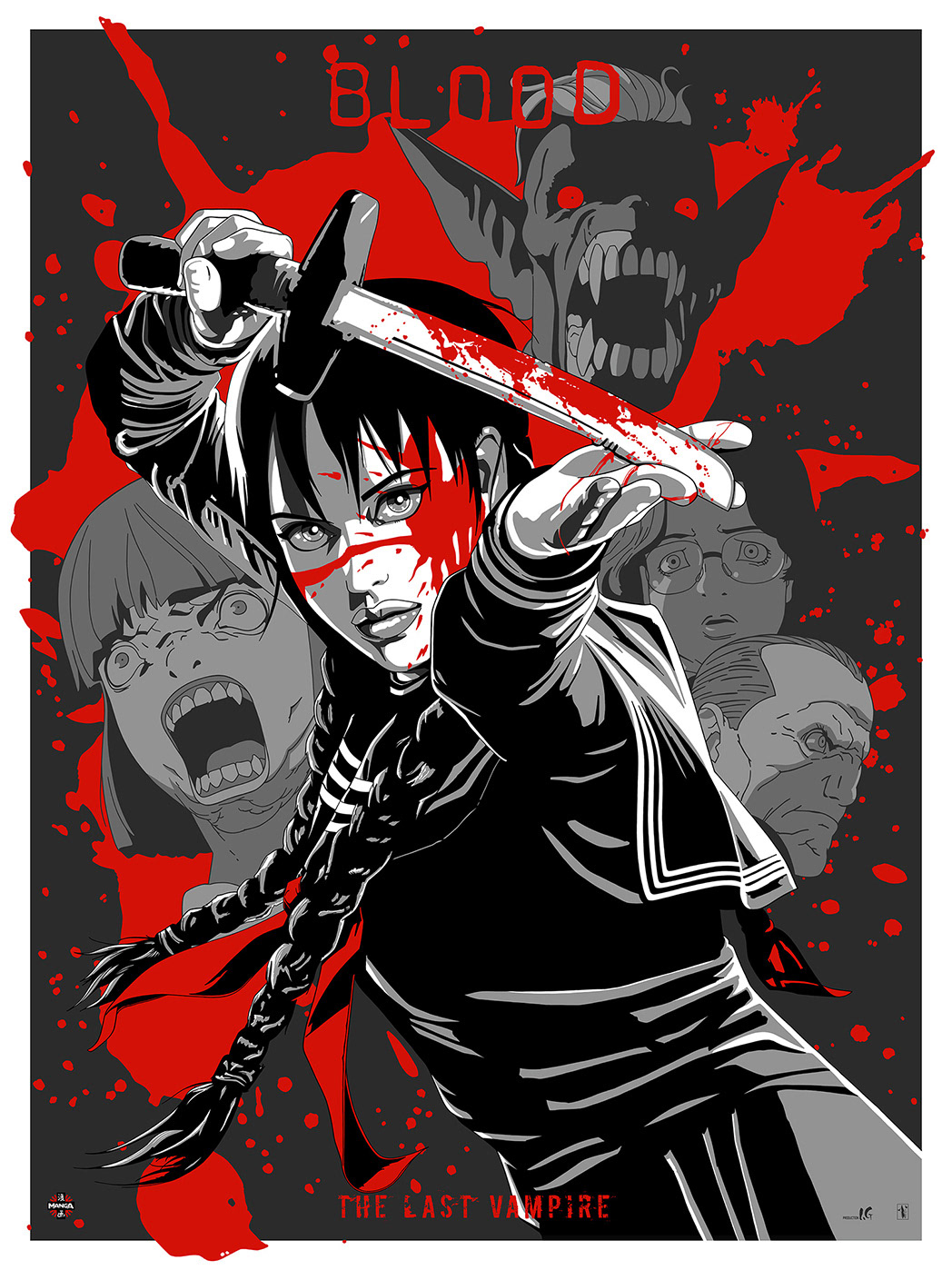 anime manga vampire screenprint