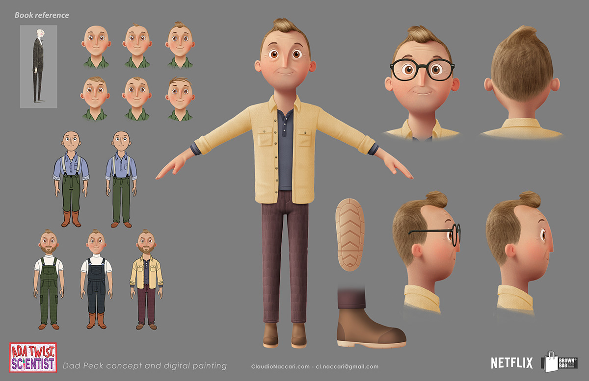 Dad Peck character design concept and digital painting