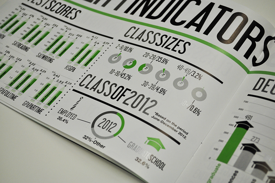 design infographics Facts brochure ANNUAL report stetson University college Icon inconography humor