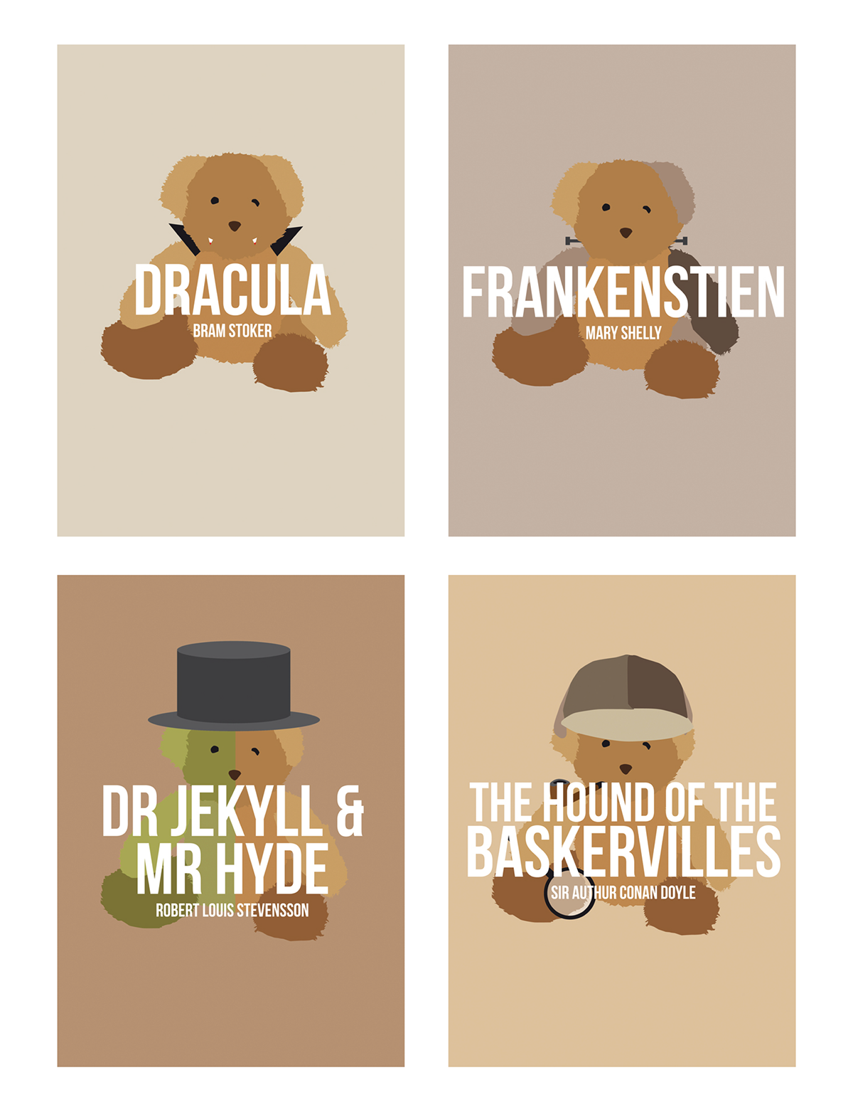 Hound of the baskervilles dracula Frankenstien dr jeckyll mr hyde book cover horror novel