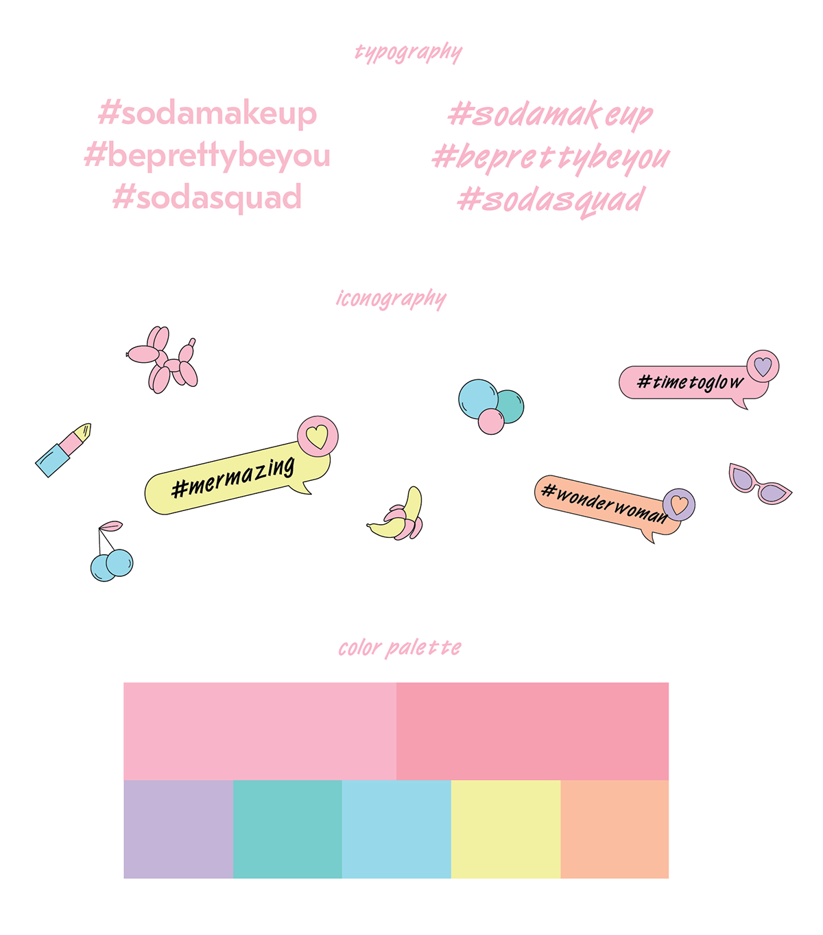 makeup soda branding  pink generationz softrevolution stickers looks unicorn mermaids