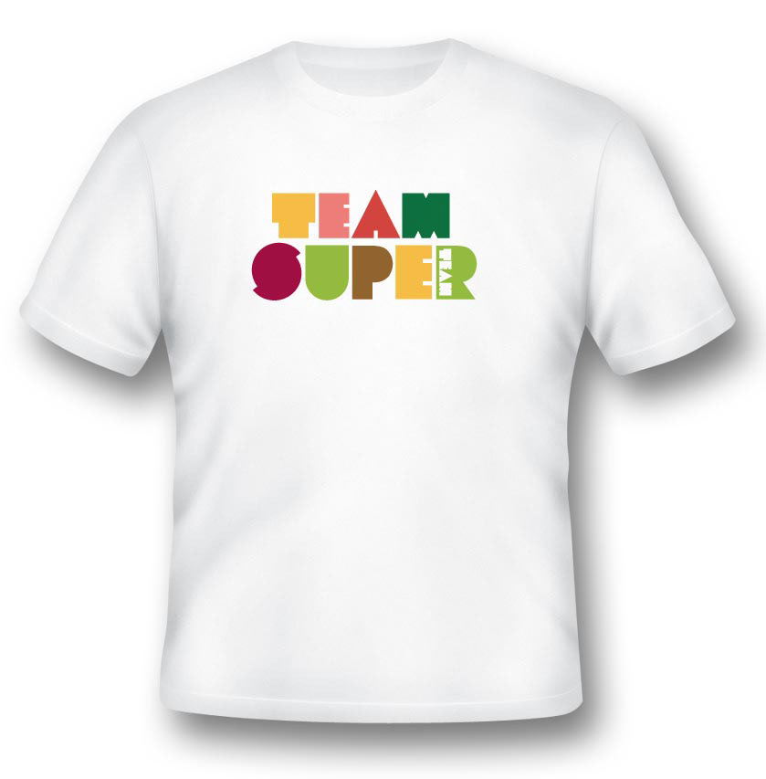 hand drawn type team super team sound design studio colorful block type graphic t-shirt stars Playful