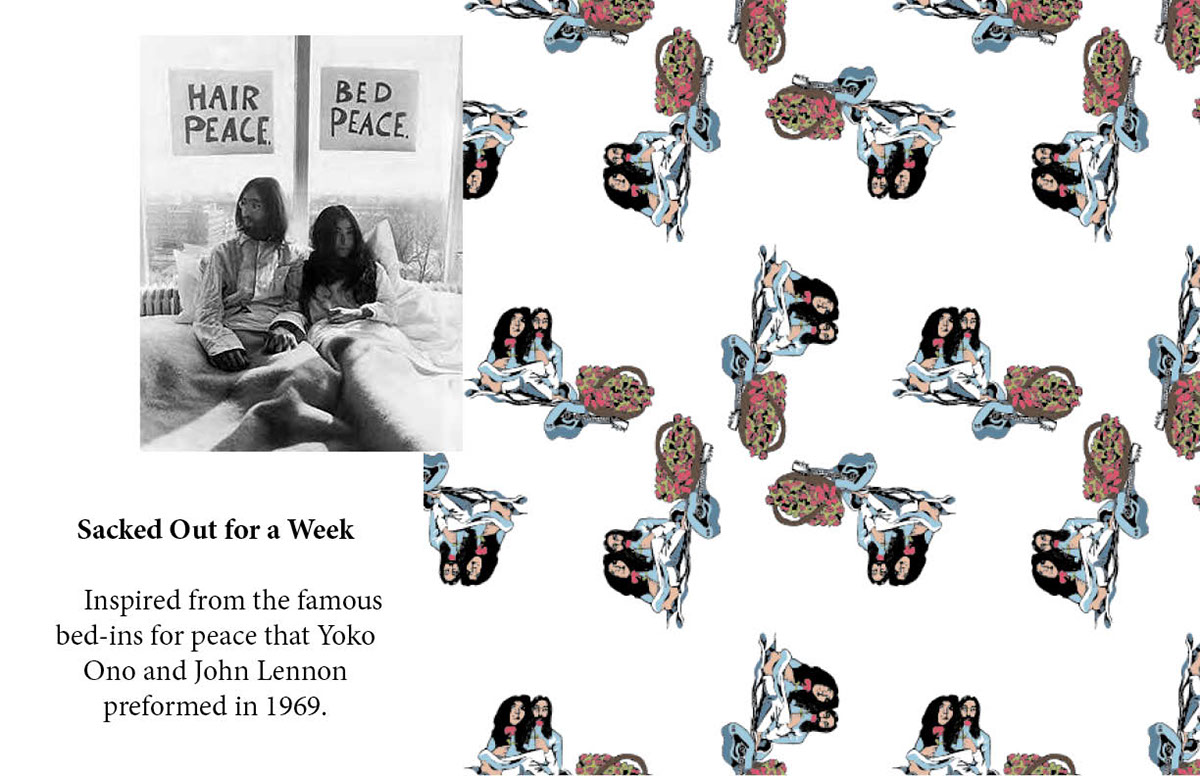 MICA Illustrator Patterns John Lennon Lookbook graphicdesign peace Love no war
